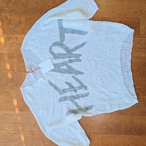 NWT M Made in Italy One size "LOVE" short sleeve knit sweater in white